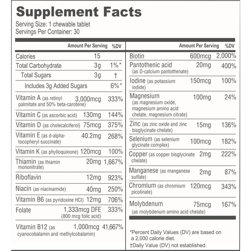 BariatricPal Multivitamin ONE "1 per Day!" Bariatric Multivitamin Chewable & IRON-FREE - Orange  Citrus 