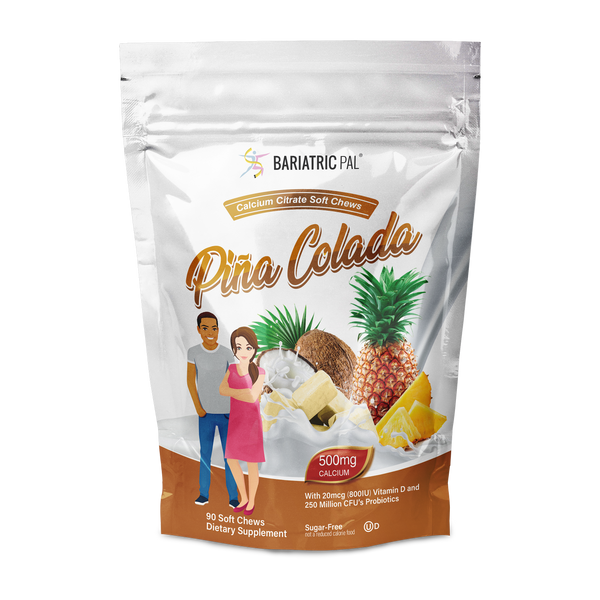 BariatricPal Sugar-Free Calcium Citrate Soft Chews 500mg with Probiotics - Piña Colada 